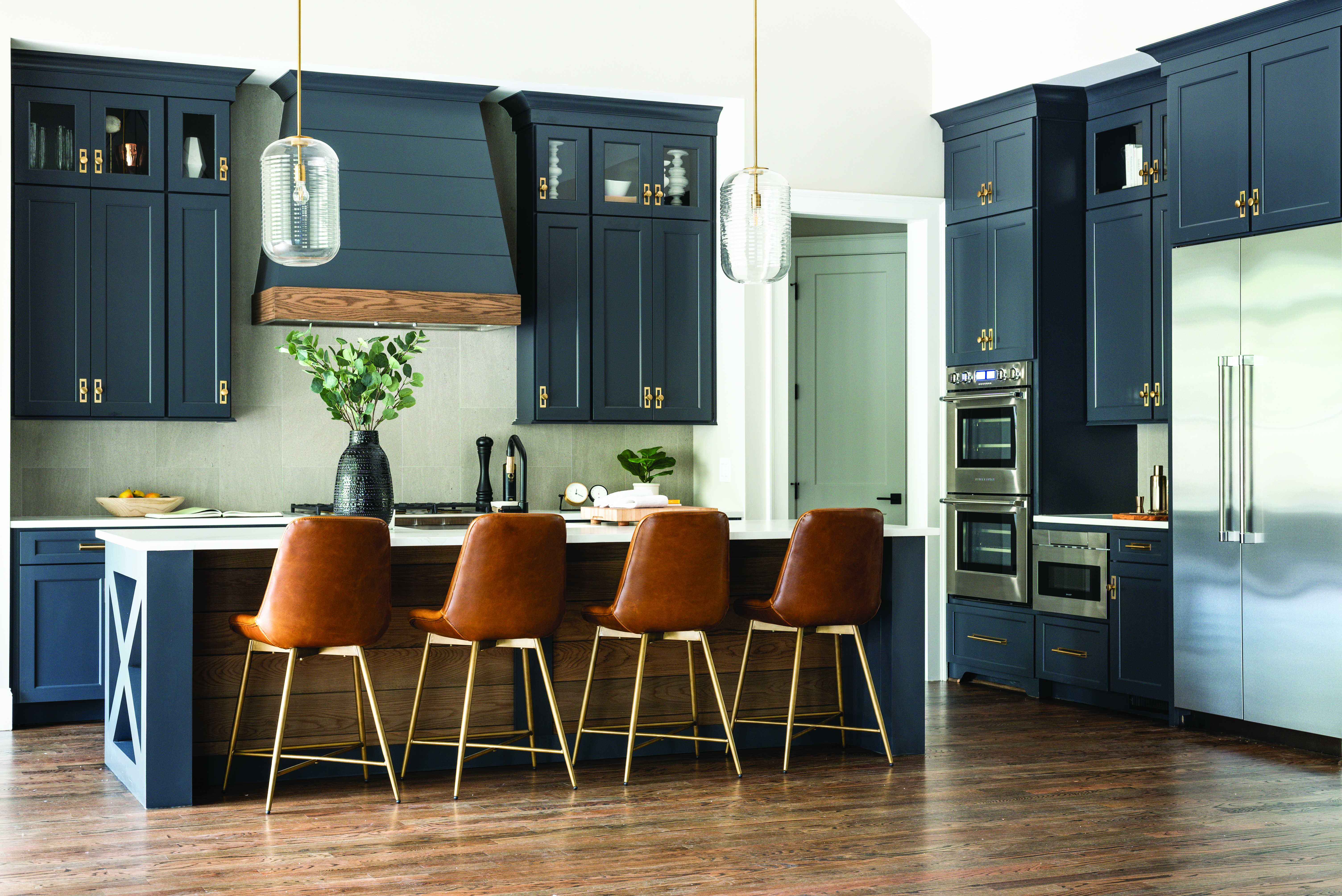 dark blue kith kitchen cabinets